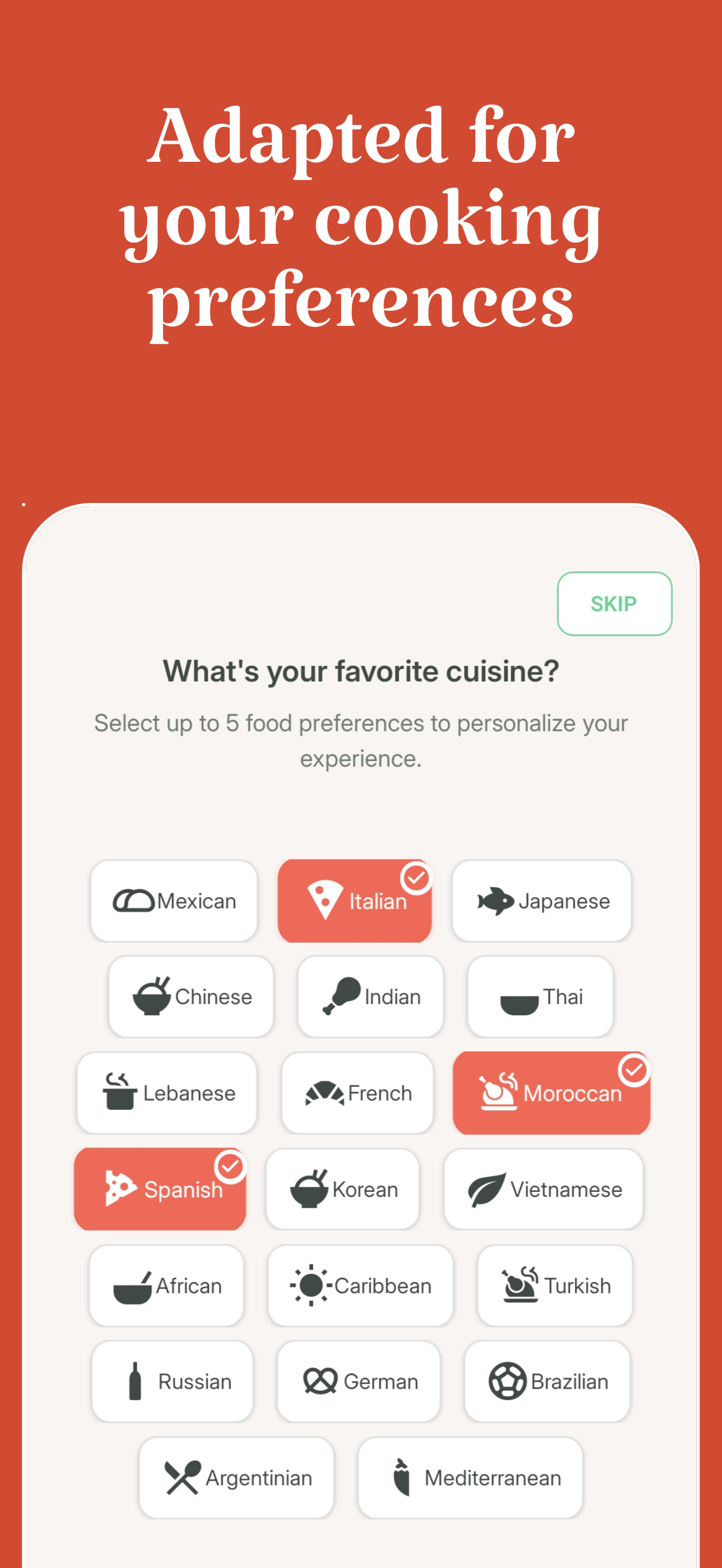 Cuisine Preferences Screen