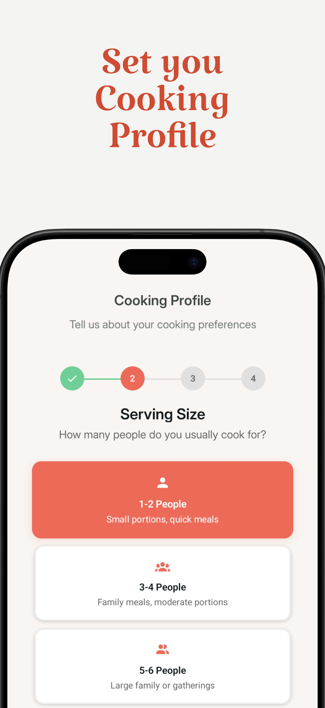 Cooking Profile Screen